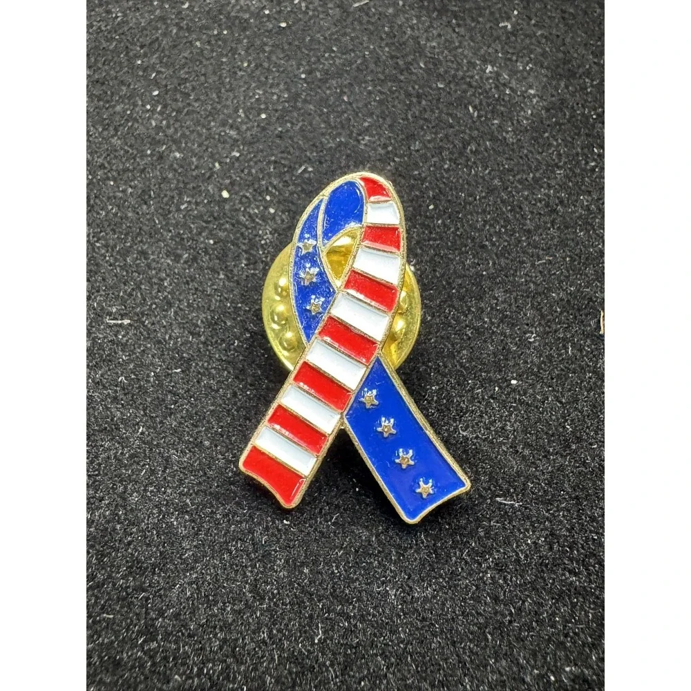 USA American Flag Stars and Strips Support Ribbon Pinback Lapel Hat Tie Pin